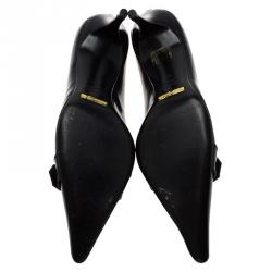 Pre Owned Dolce and Gabbana Black Leather Buckle Pointed Toe Pumps Size 39