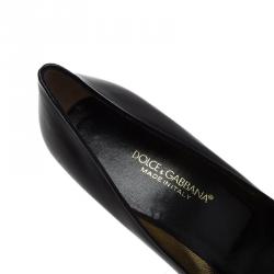 Pre Owned Dolce and Gabbana Black Leather Buckle Pointed Toe Pumps Size 39
