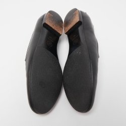 Pre Owned Chanel Black Leather CC Slip On Smoking Slippers Size 40