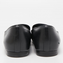 Pre Owned Chanel Black Leather CC Slip On Smoking Slippers Size 40