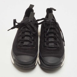 Pre Owned Chanel Black Fabric and Leather CC Low Top Sneakers Size 38