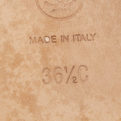 Pre Owned Chanel Grey Leather CC Ballet Flats Size 36.5