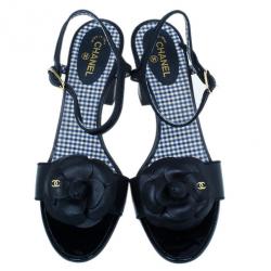 مملوكة مسبقًا صندل شانيل جلد كاميلا أسود مقاس 39