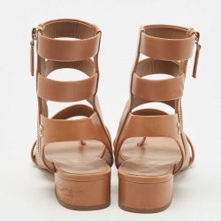 Chanel Brown Interlocking Leather CC Logo Gladiator Sandals Size 38