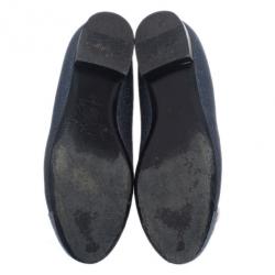 مملوكة مسبقًا Chanel Glitter Cap Toe Camellia Flower Ballet Flats Size 41