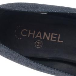 مملوكة مسبقًا Chanel Glitter Cap Toe Camellia Flower Ballet Flats Size 41