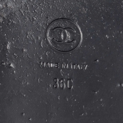 Pre Owned Chanel Black Satin CC Velcro Strap Flat Sandals Size 36