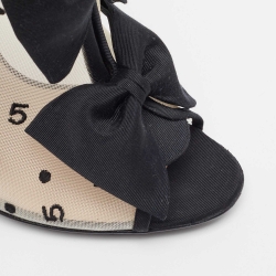 Chanel Black/Beige Canvas and Mesh CC Ankle Boots Size 39
