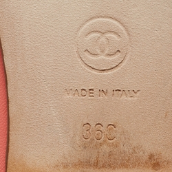 Pre Owned Chanel Pink/Gold Leather CC Ballet Flats Size 36