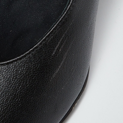 Pre Owned Chanel Black Leather and Fabric Cap Toe CC Pumps Size 37