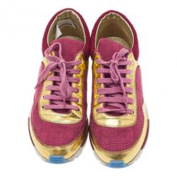 مملوكة مسبقًا حذاء رياضي خفيف شانيل جلد وتويد مقاس 40