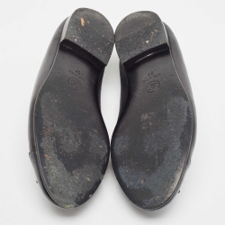 Chanel Black Leather CC Cap Toe Ballet Flats Size 37