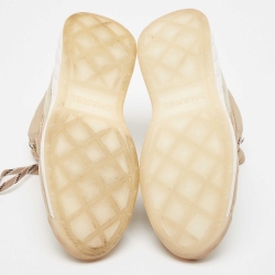 مملوكة مسبقًا Chanel Beige Suede and Fabric CC High Top Sneakers Size 42