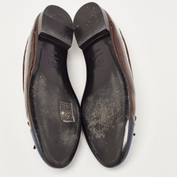 Pre Owned Chanel Brown/Navy Blue Patent CC Cap Toe Ballet Flats Size 42 