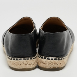 Chanel Black Leather CC Espadrille Ballet Flats Size 42