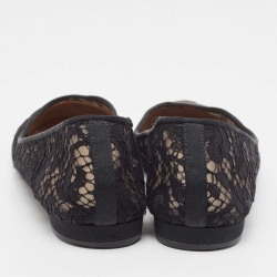 Pre Owned Chanel Black Mesh and Canvas CC Ballet Flats Size 42