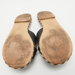 مملوكة مسبقًا Chanel Black Leather CC Braided Slide Flats Size 38