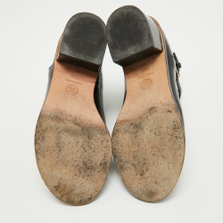 مملوكة مسبقًا Chanel Black Patent Leather Pearl CC Ankle Strap Sandals Size 36