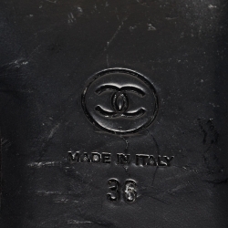 مملوكة مسبقًا Chanel Grey Textured Leather CC Bow Ballet Flats Size 36