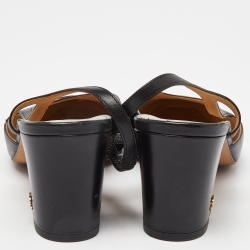 مملوكة مسبقًا Chanel Black Leather and Canvas CC Cap Toe Slingback Sandals Size 37.5