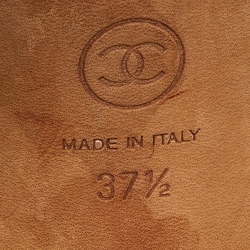 مملوكة مسبقًا Chanel Black Leather and Canvas CC Cap Toe Slingback Sandals Size 37.5