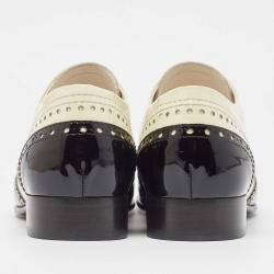 Chanel Black/White Patent Interlocking Logo Oxfords Size 38.5