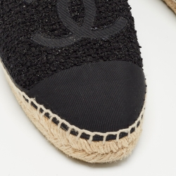 Chanel Black Tweed and Canvas CC Espadrille Flats Size 39