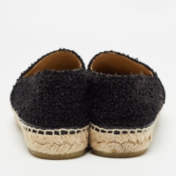 Chanel Black Tweed and Canvas CC Espadrille Flats Size 39