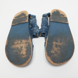 Pre Owned Chanel Blue Denim Dad Interlocking Slingback Sandals Size 36