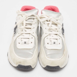 مملوكة مسبقًا Chanel Multicolor Suede and Leather CC Low Top Sneakers Size 39