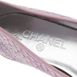 Pre Owned Chanel Pink Metallic Python Ballet Flats Size 37.5