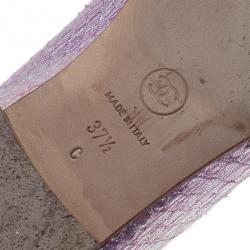 Pre Owned Chanel Pink Metallic Python Ballet Flats Size 37.5