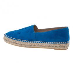 Pre Owned Chanel Blue Suede CC Espadrilles Size 38