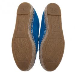 Pre Owned Chanel Blue Suede CC Espadrilles Size 38