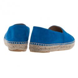 Pre Owned Chanel Blue Suede CC Espadrilles Size 38