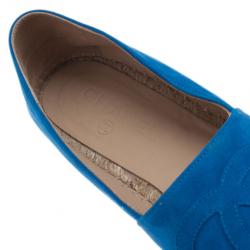 Pre Owned Chanel Blue Suede CC Espadrilles Size 38