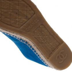Pre Owned Chanel Blue Suede CC Espadrilles Size 38
