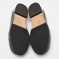 Pre Owned Chanel Black Patent Leather CC Slip On Loafers Size 38.5