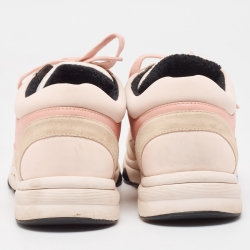 Pre Owned Chanel Multicolor Nylon and Suede CC Low Top Sneakers Size 40.5