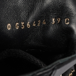 Chanel Black Quilted Leather CC Cap Toe Chain Link Logo Combat Boots Size 39