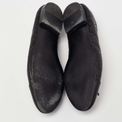 Pre Owned Chanel Black Quilted Leather CC Bow Cap Toe Ballet Flats Size 38