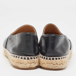 Pre Owned Chanel Black Leather CC Espadrille Flats Size 37