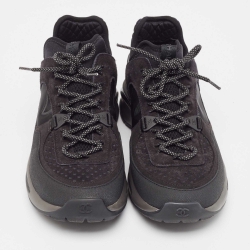 مملوكة مسبقًا Chanel Black Nubuck and Mesh CC Interlocking CC Logo Sneakers Size 39
