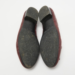 Pre Owned Chanel Burgundy Leather CC Ballet Flats Size 37