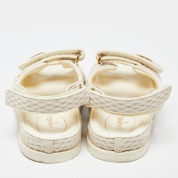 Pre Owned Chanel Cream Tweed Fabric Dad Sandals Size 40