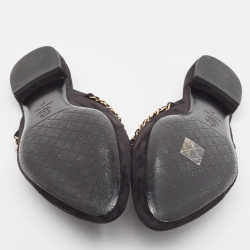 Chanel Black Suede CC Chain Mules Size 41 