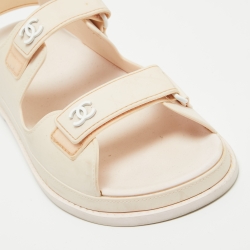 Pre Owned Chanel Pink Rubber CC Dad Sandals Size 42