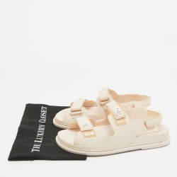 Pre Owned Chanel Pink Rubber CC Dad Sandals Size 42