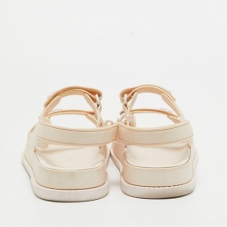 Pre Owned Chanel Pink Rubber CC Dad Sandals Size 42
