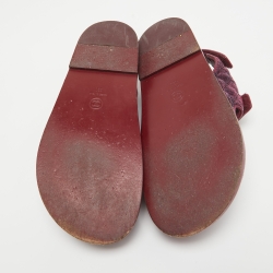 Pre Owned Chanel Purple Quilted Velvet CC Dad Sandals Size 39